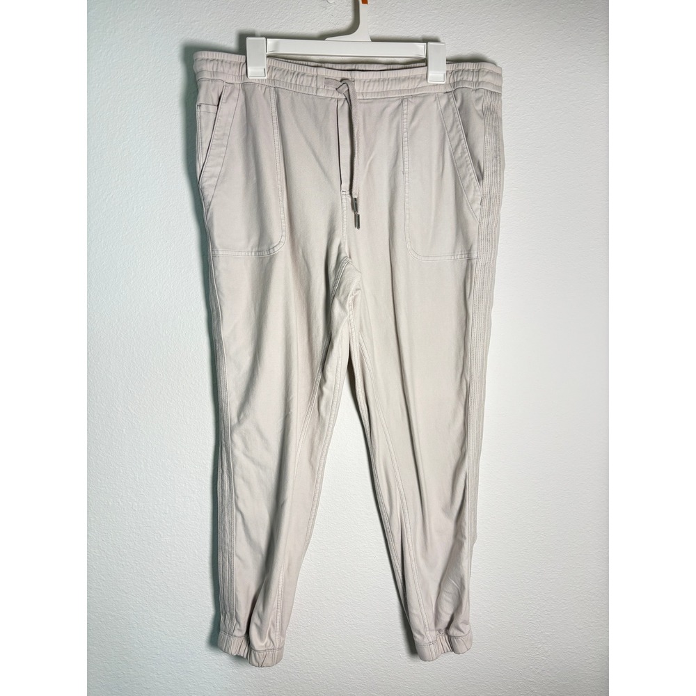 Athleta Farallon Jogger Pants Beige Organic Cotton Size 16 Drawstring Hiking